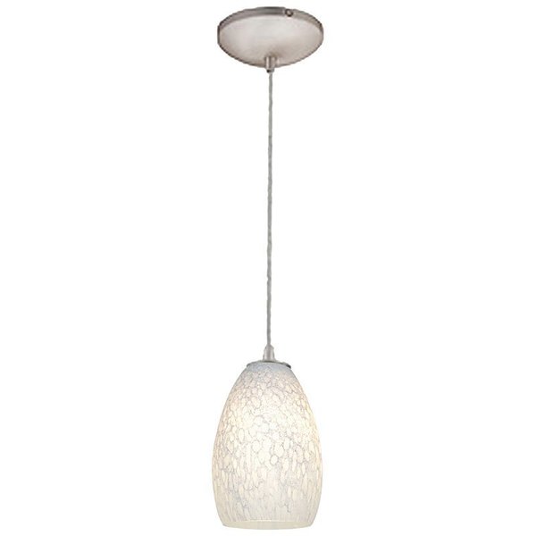 Access Lighting Sydney Inari Silk, Pendant, Brushed Steel Finish, White Stone Glass 28212-BS/WHST